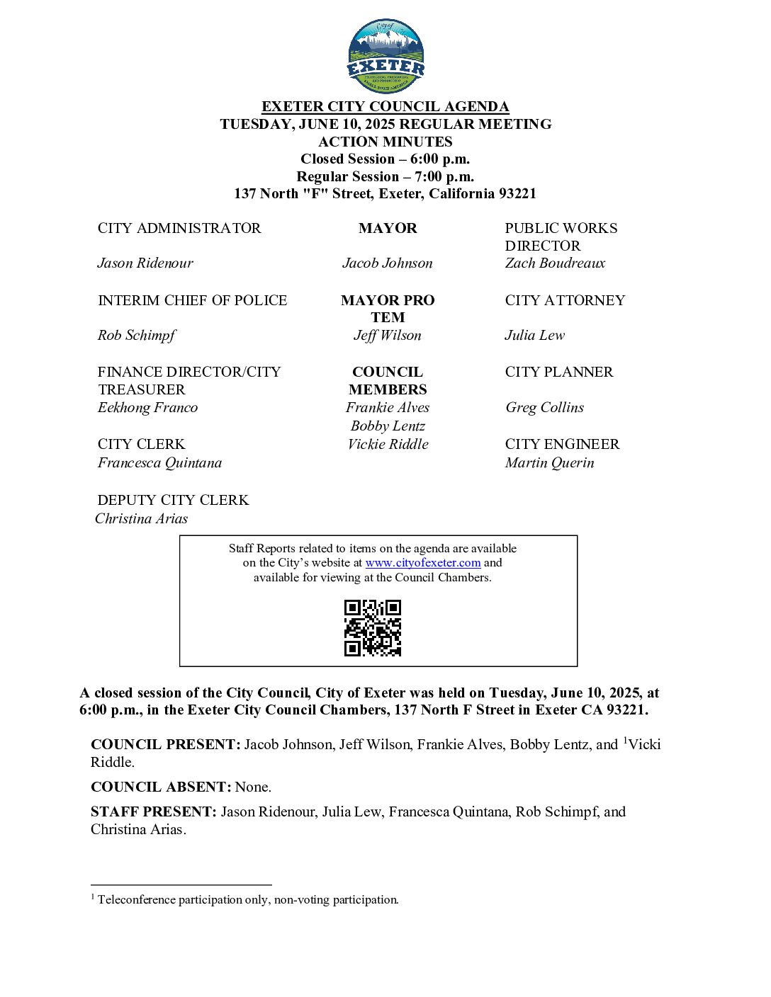 June 10, 2025 City Council Meeting Minutes