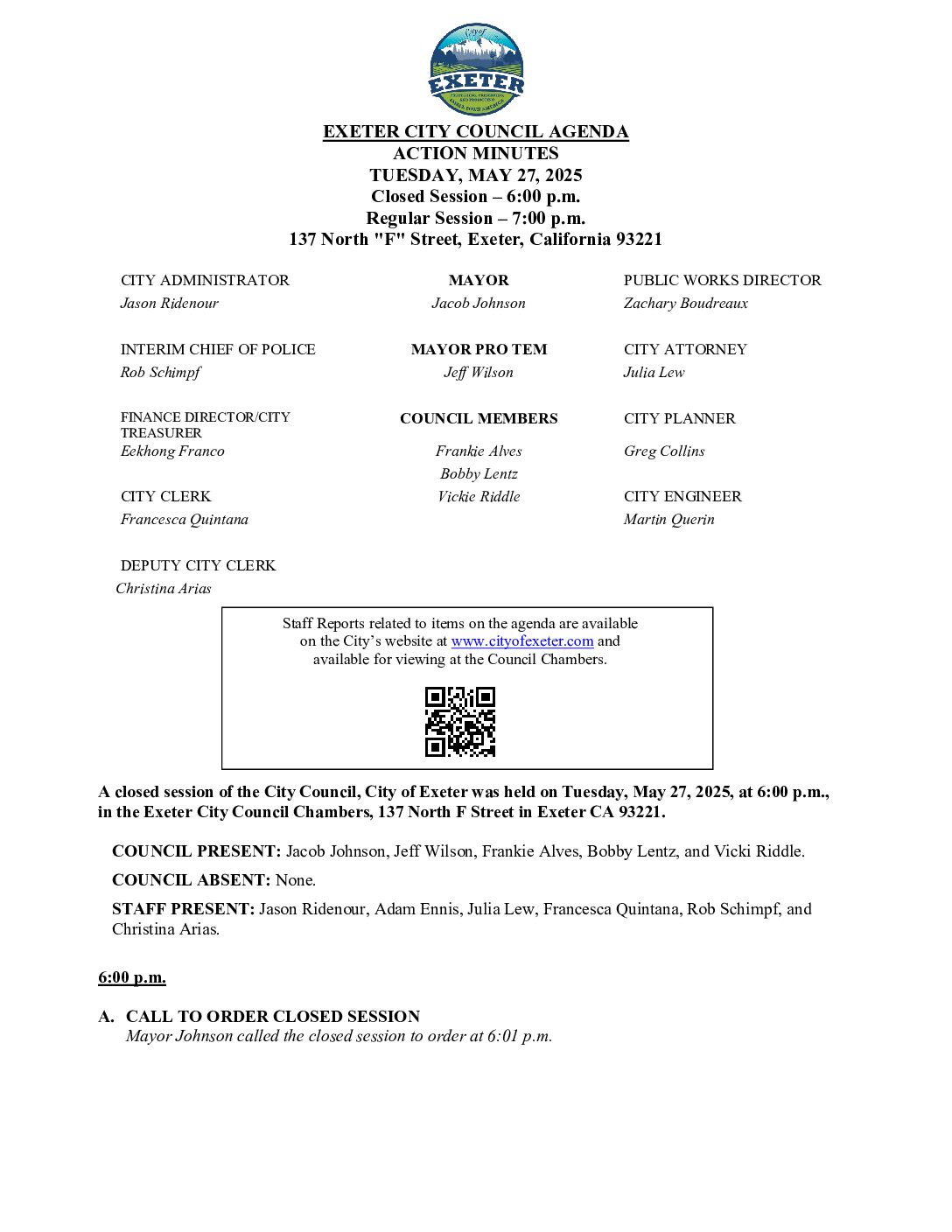 May 27, 2025 City Council Minutes
