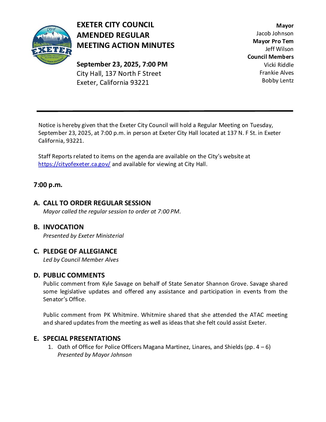September 23, 2025 City Council Minutes