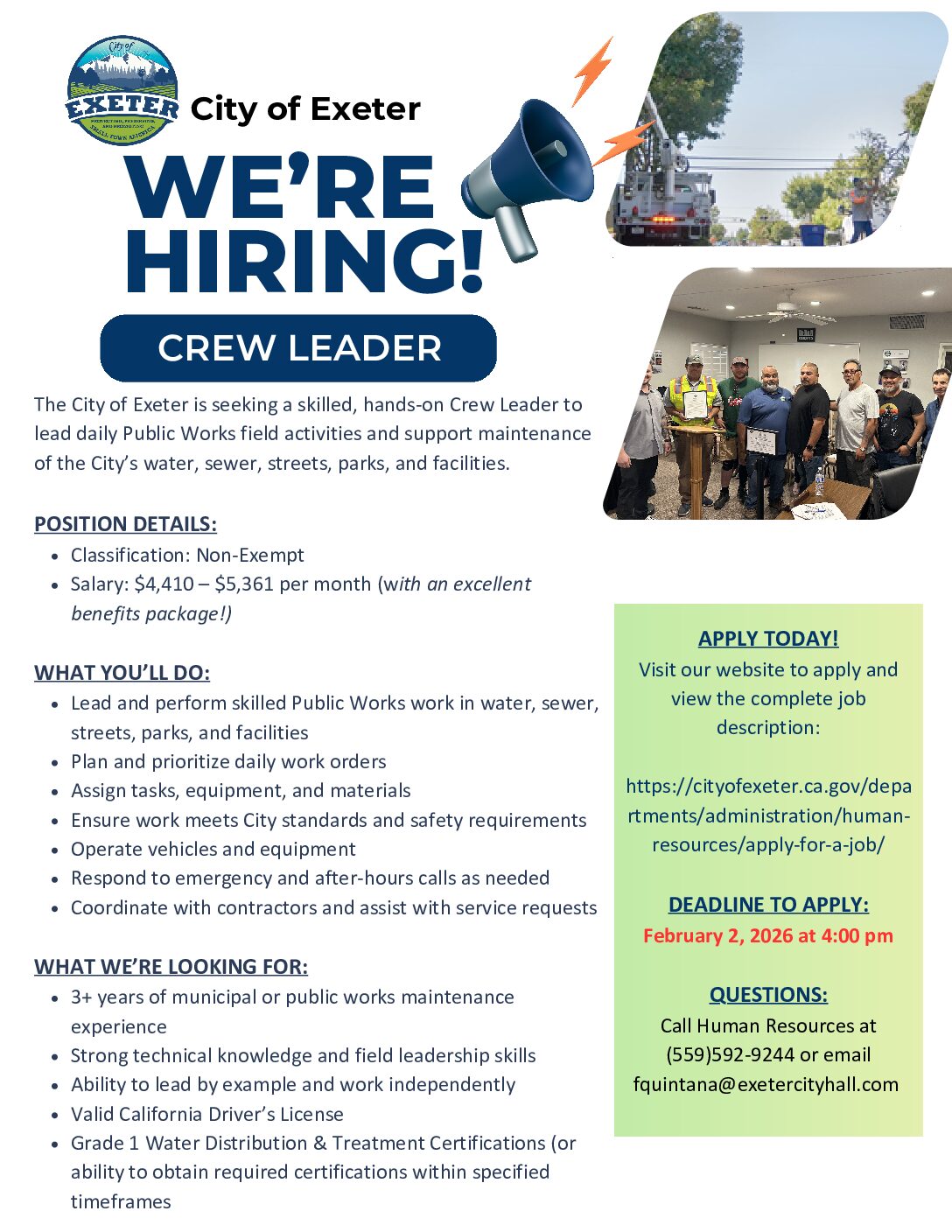 Crew Leader Job Flyer