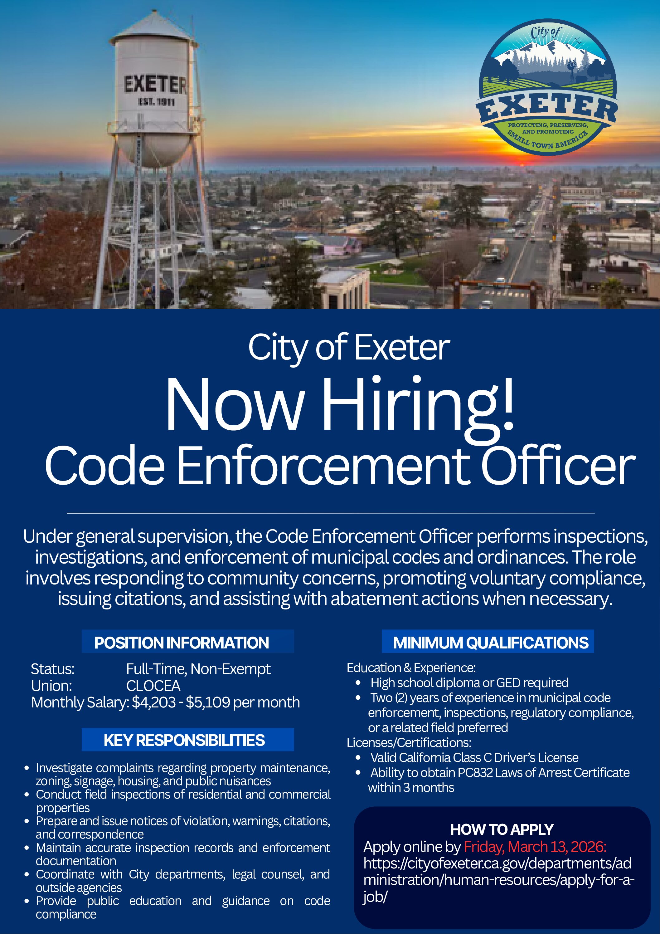 Code Enforcement Officer Job Flyer