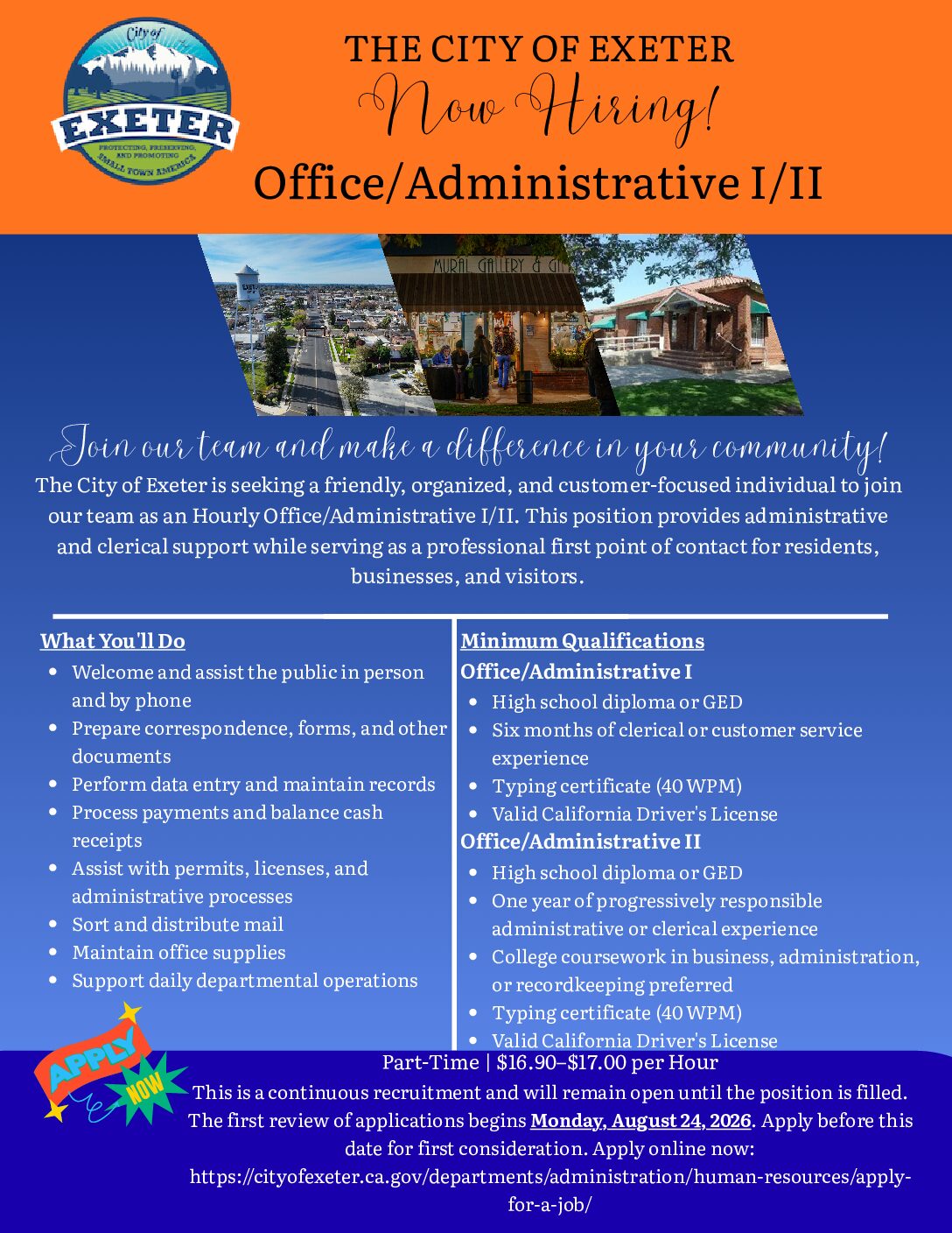 Office/Administrative I/II Job Application
